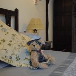 teddy bear on double bed in catherine room